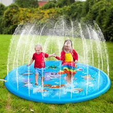 Colchoneta de agua para niños de verano de 170 CM, colchoneta para juegos de playa, colchoneta inflable para Agua pulverizada, juguetes de cojín, bañera para exteriores, piscina