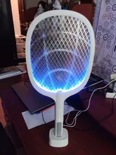Raqueta antimosquitos eléctrica de 3000V, lámpara UV, USB, 1200mAh, recargable, para verano