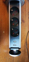 Charge-Port Table Desktop Outlet Eu-Plug Coswall-Pull Kitchen 3-Socket Aluminum Pop-Up