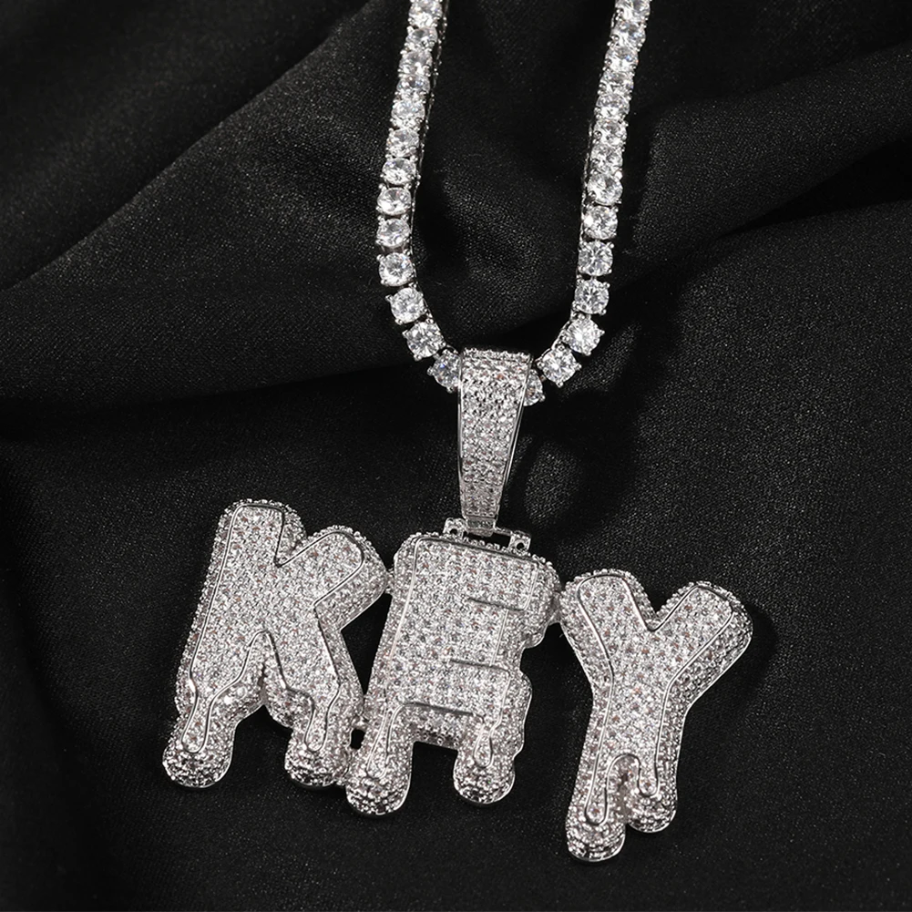Cz Pink Initial Name Pendant Necklace 
