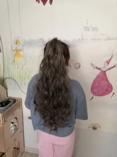 Coleta de colores degradados sintética para mujer, extensiones de cabello con Clip, estilo rizado ondulado, cola de poni, peinado azul y rosa