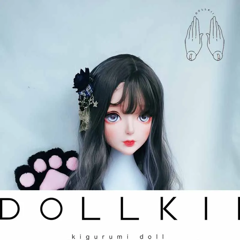 DOLLKIIA) одежда высшего качества ручной работы Женская девушка смолы половина головы косплей японский ролевые игры BJD маска кигуруми кукла Трансвестит маска - Цвет: makeup1