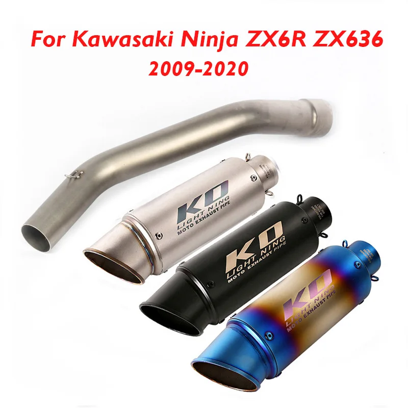 

Slip on ZX6R Motorcycle 51mm Exhaust Muffler Escape Tip Middle Connect Link Tube System for Kawasaki Ninja ZX6R ZX636 2009-2020