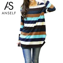 Осенние корейские Полосатые свитера плюс размер 3XL 4XL 5XL Женские свитера и пуловеры больших размеров d трикотажные топы женские длинные джемперы