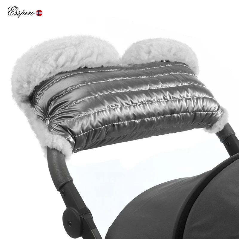 Муфта для рук на коляску Esspero Soft Fur Lux(Натуральная шерсть - Цвет: Graphite