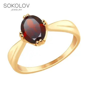 

Sokolov gold ring with Garnet, fashion jewelry, 585, women's male