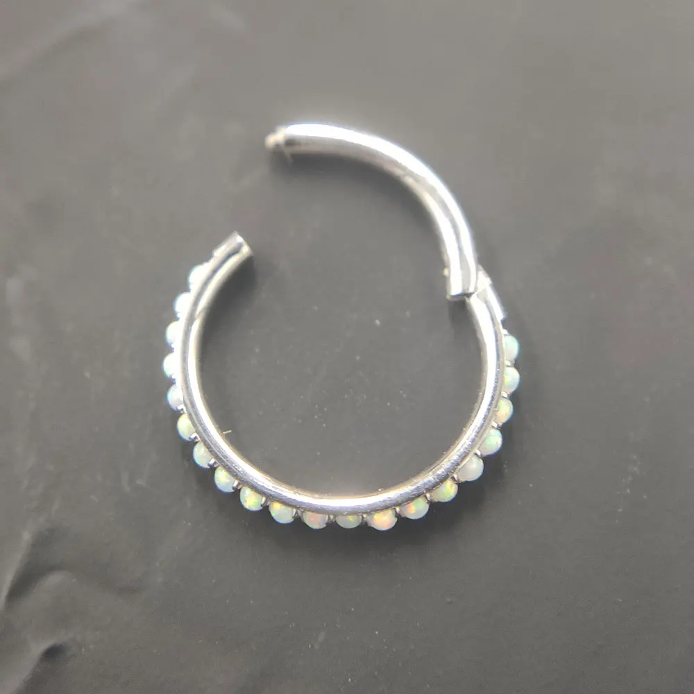 16G ASTM F136 Implant Grade Titanium Segment Ring Opal Clicker for Ear Septum Helix Conch Cartilage Piercing Body Jewelry
