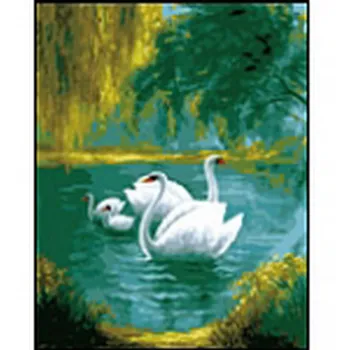 

Painting on the numbers on canvas 40x50 cm "swans on the pond" Red Cat b716