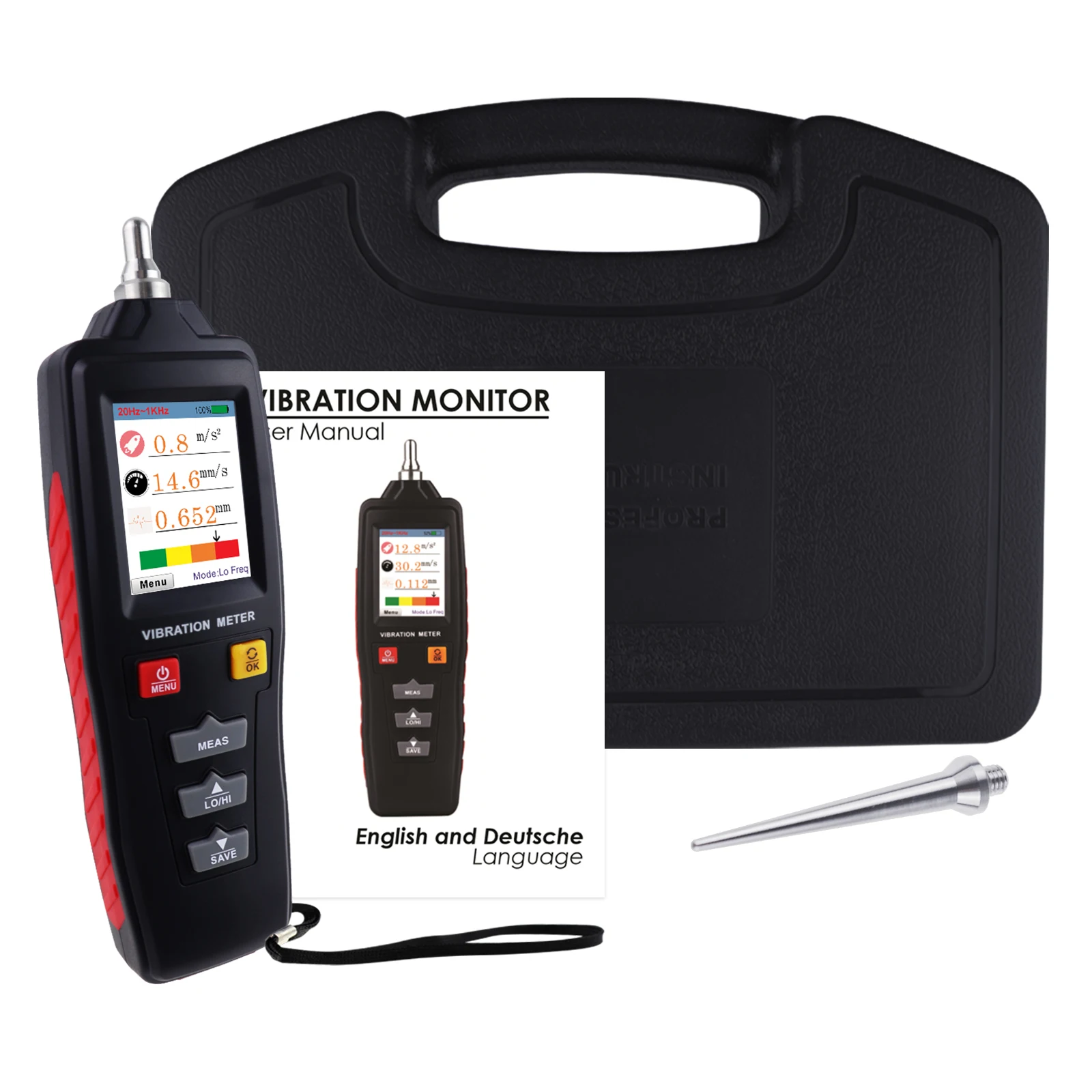 Digital Vibration Meter Piezoelectric Vibrometer Gauge Colored Flip