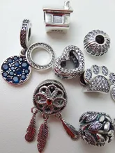 Nuevo 925 Plata niño niña de copo de nieve cazador de sueños de plumas oso zorro estrella del cielo cuentas Original pulsera de abalorios Pandora para manualidades joyería