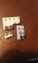 Juego de 9 pares de pendientes negros para mujer, Set de pendientes de perla simulada con bolas, Piercing de flor, kit de aretes de tuerca con tarjeta, joyería de Bisutería