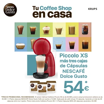 

Dolce Gusto Krups Piccolo XS-coffee capsules 15 bars de pression and 1500 W, tank 0,8 L, beverage cold or hot