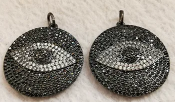 

2pcs black jet CZ Evil Eye Focal Pendant 26mm Micro Pave CZ Evil Eye ,Black/Gold/Rose Gold/silver charm beads