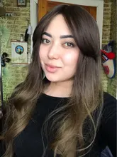 GEMMA largo ondulado pelucas con flequillo negro marrón Ombre sintético resistente al calor pelucas para mujeres chicas fiesta Cosplay diario falso pelo
