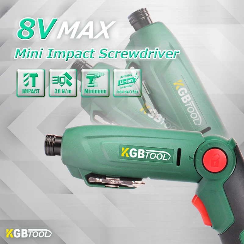 

KGB 8V Li-lon Cordless Electric Screwdriver Household Multifunction Driver Power Gun Tools with LED Light