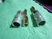 Nakamichi Speaker Plugs Screw-Lock Banana-Connector Audio-Jack 24k-Gold-Plated Black