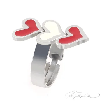 

Ring Rhodium and Enamel Red and White CORAZ1 Collection CROWN