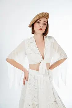 

Women and Women Bohemian Stylish White Skirt And Top Suit White Cotton Fabric