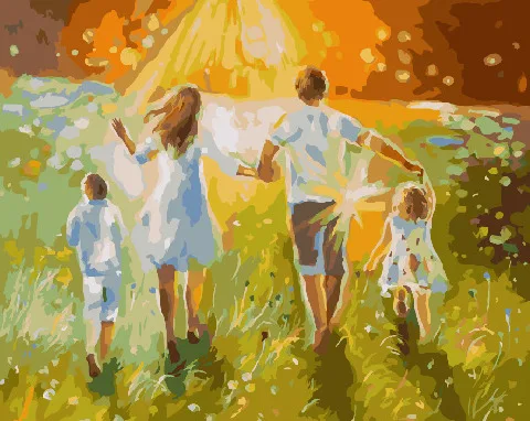 REVIEW TOP SELLER Painting by numbers PK 36001 summer walk with family 40*50
