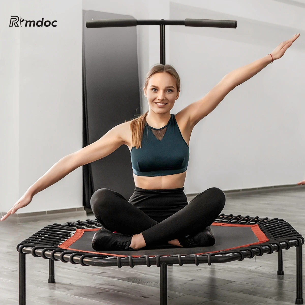 Rimdoc 48" Folding Trampoline Fitness with Adjustable Foam Handle
