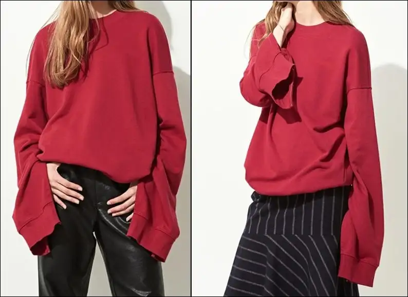 Women Ring Hide Zip Sleeve Sweatshirt Pullover 