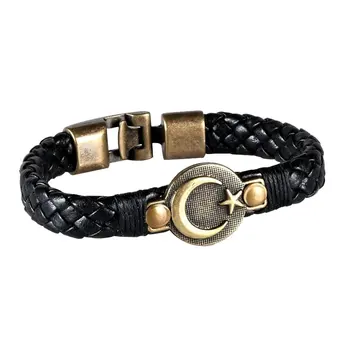

Angemiel Men Black Leather Moon Star Men 'S Bracelet 0113_33