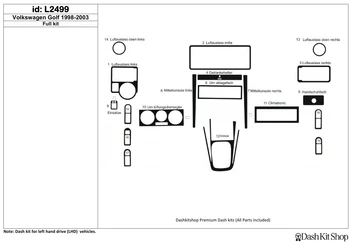 

Interior lining for Volkswagen Golf 1998-2003. Set L2499.