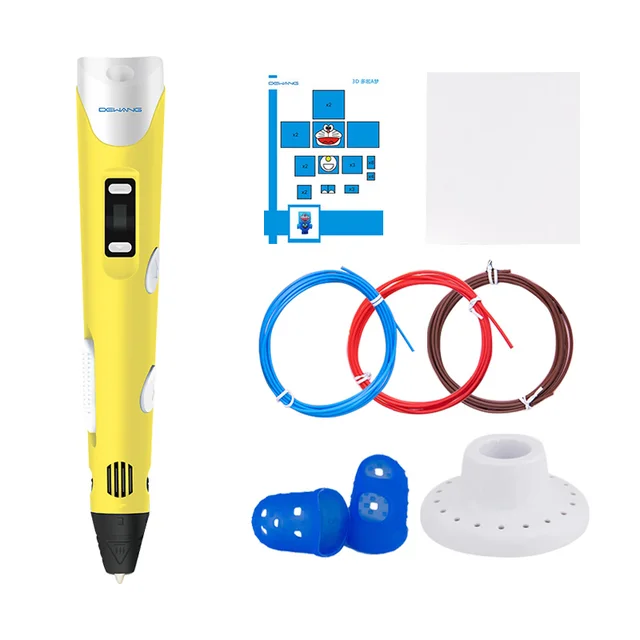 DEWANG 3D Pen for Children 3D Drawing Printing Pen with LCD Screen Compatible PLA ABS Filament Toys for Kids Birthday Gift Craft yellow and gift