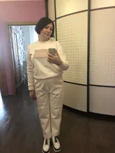 Pants Trousers Women Drawstring Female High-Waist WOTWOY Spliced Loose Autumn Straight