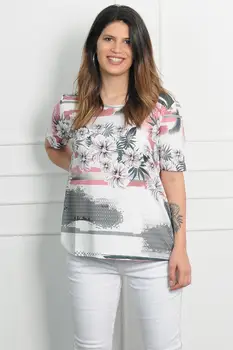 

Sans Textile Women Bone Bicycle Collar Floral Print Blouse 65 N15900