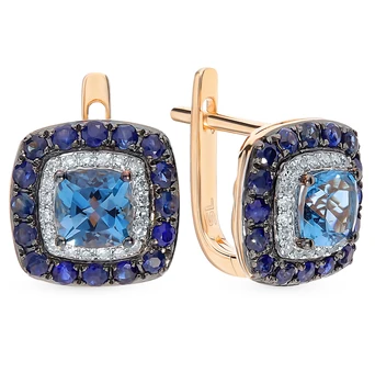 

Gold earrings with sapphires and diamonds sunlight sample 585