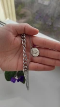 Thick Chain Necklace Jewelry Coin-Pendant 17KM Geometric Round Portrait Retro Women Big