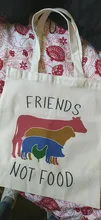 Bolso de compras con estampado de dibujos animados para chicas, bolsa de mano con estampado Hipster de amigos, no comida, Vegano, informal, a la moda