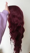 FEELSI-Peluca de cabello sintético para mujer, postizo largo de onda de agua, Color negro y naranja, Rojo puro, fibra de alta temperatura, tamaño medio