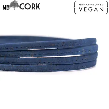 

10meter 5mm flat Navy blue cork cord Portuguese cork jewelry supplies /Findings cord vegan material COR-390-10