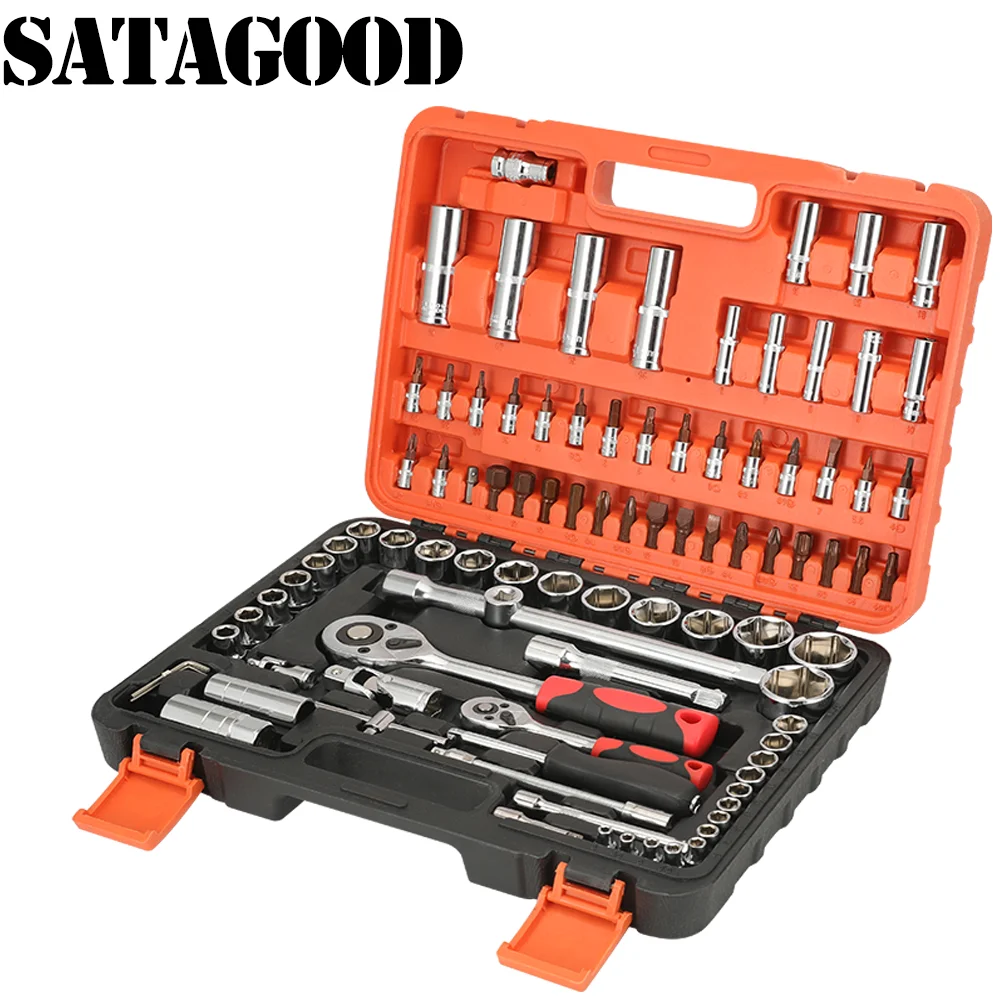 

SATAGOOD 94 Ratchet Wrench set of Multifunction Tool Socket Kits Hex Key Sleeve Combination Set Auto Repair Tool G-10005