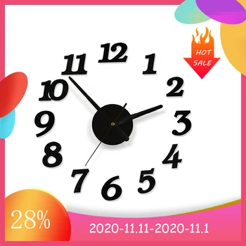 

3D Large Wall Clock Sticker Acrylic Silent Digital Big DIY Self adhesive Wall Clock Modern Design for Room Home Office Decor