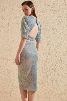 

Trendyol Sleeve Detail Sequined Bottom-Top Suit TPRSS20AU0043