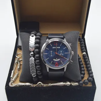 

Spectrum Men's Watch Set - Wristwatch - Rosary - Lighter - 2 Bracelets