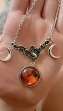 Cristal de vidrio Luna collar COLGANTE media luna bruja joyería de Luna simple collar joyería pagano mago regalo