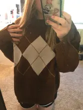 De invierno suéter De punto De Mujer De gran tamaño sudaderas Argyle Ropa De moda hembra De manga larga De Corea cultivos Top mujeres Ropa De Mujer