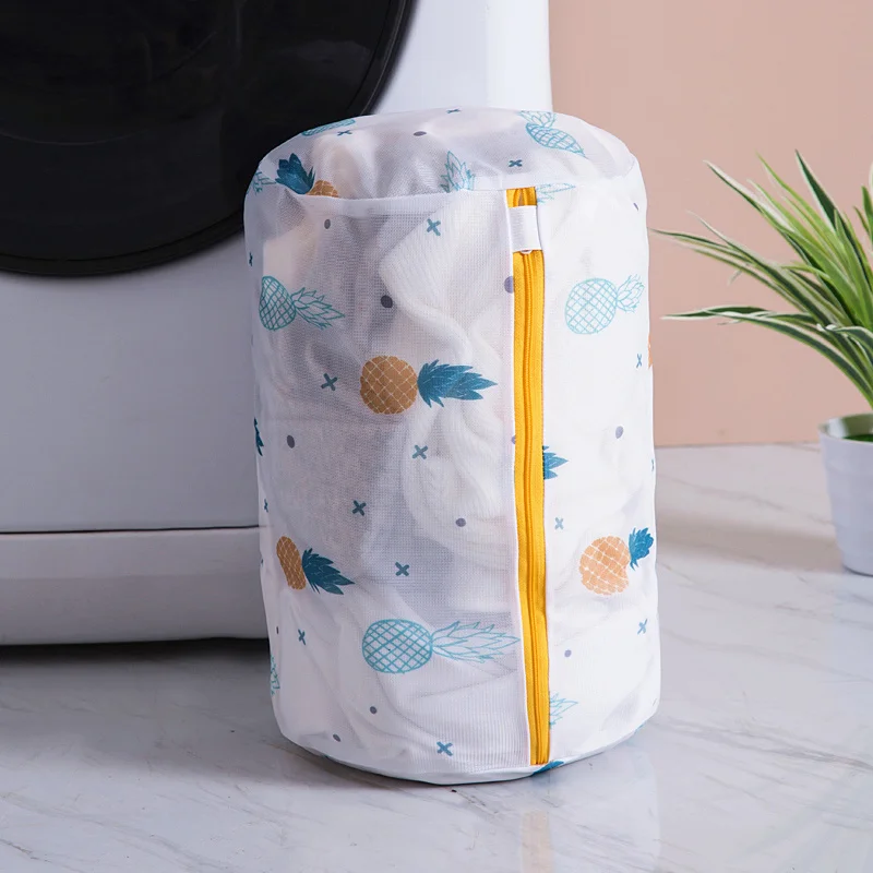 Pineapple Printing Zippered Mesh Laundry Bag Polyester Washing Net Bag For Underwear Sock Washing Machine Pouch Clothes Bra Bags 4