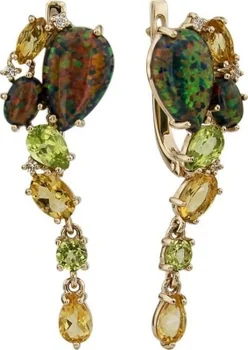 

Aloris earrings with scatter of colored stones in red gold