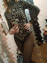 Body de leopardo para mujer, Tops de cuello alto de manga larga, Bodycon, monos ajustados, ropa Sexy para discoteca, otoño 2020