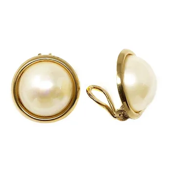 

Sterling silver earrings 925m golden antiallergic 20mm. Pearl [AB4978]