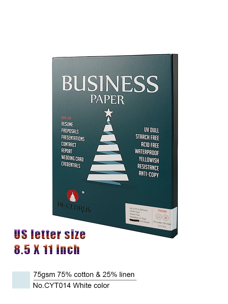 75gsm 75 Cotton 25 Linen Paper Letter Size 216 279mm White Color UV 75gsm-75-cotton-25-linen-paper-letter-size-216-279mm-white-color-uv