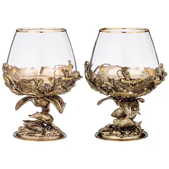 

Set of glasses for 2 persons "underwater fishing" in a leather case 450 ml