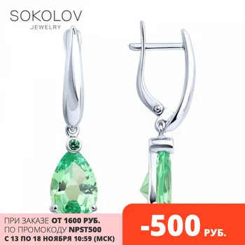 

SOKOLOV drop earrings with stones in silver with cubic zirconia, fashion jewelry, 925, women's/men's, male/female, long earrings, women's male