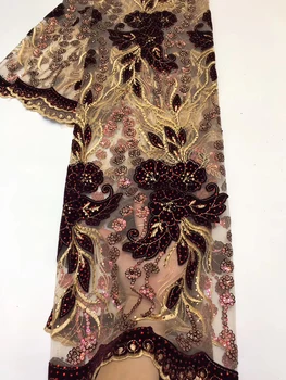 

High quality Swiss voile sequence guipure glitter organza embroidery stones African sequins french mesh tulle velvet lace fabric