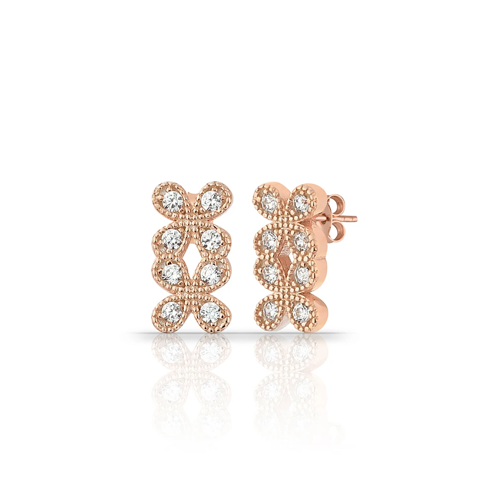 

Красивые женские 925 пробы серебряные ювелирные изделия Позолоченные серьги из розового золота 925 пробы с цирконием